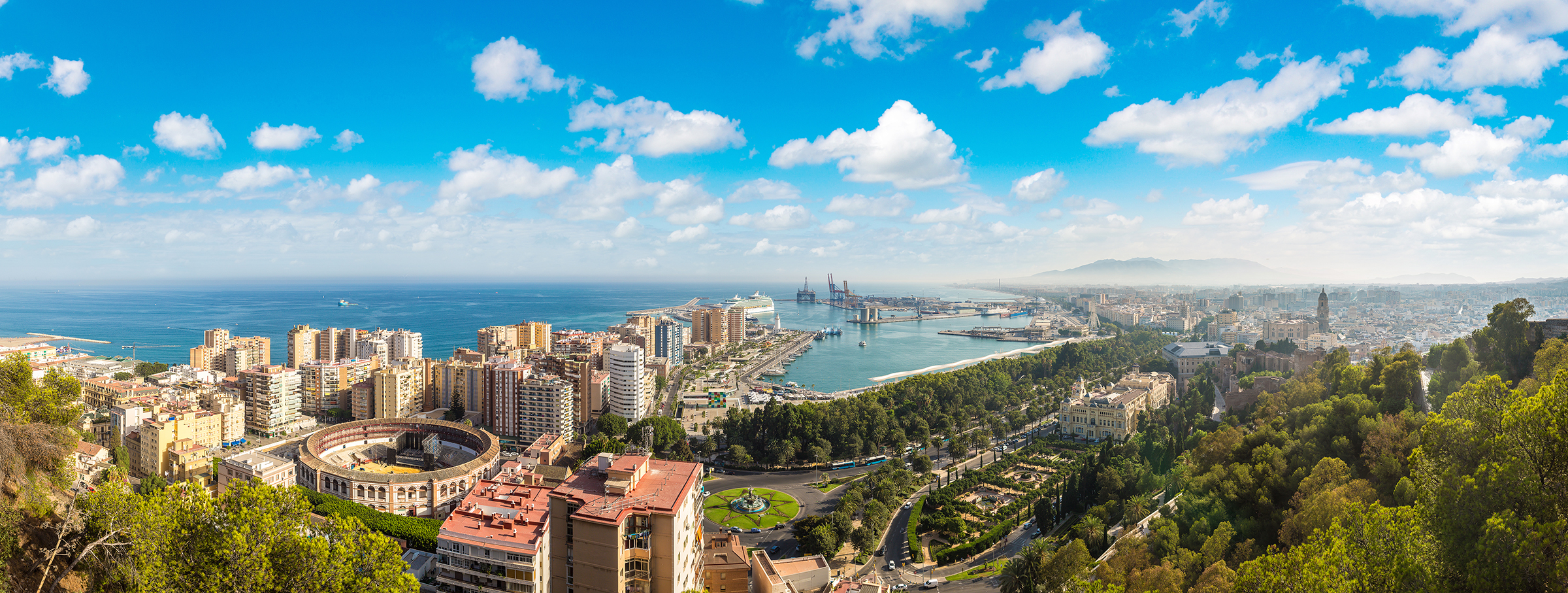 Panoramic,Aerial,View,Of,Malaga,In,A,Beautiful,Summer,Day,