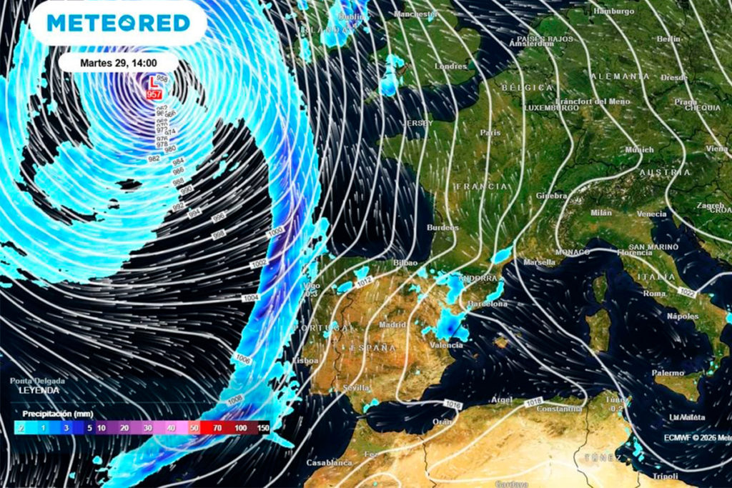 Weeromslag op komst in Spanje krachtige Atlantische storing brengt regen, wind en lagere temperaturen